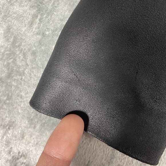 Theory Jacket Womens Size 4 Black Wool Blend Goat Leather Rory Blazer Collarless - Picture 5 of 16